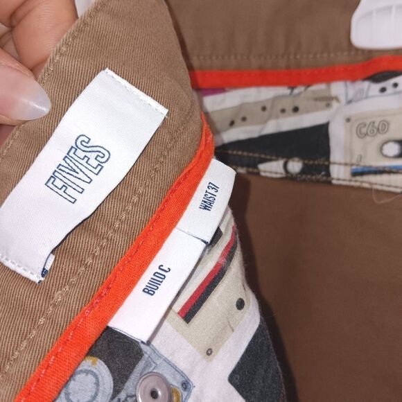 SPOKE Men’s Beige Stretch Cotton Pants Size 37 Fives Build C - Picture 6 of 8